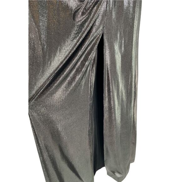 Eliza J Dress Womens Size 10 Formal Metallic Shimmer Butterfly Sleeves Maxi NEW - Picture 6 of 12